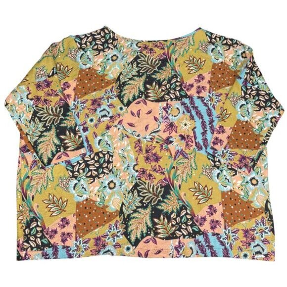 NWT M MISSONI Ocher Silk Blend Floral Print 3/4 Sleeve Blouse Womens Sz XS - Picture 9 of 9